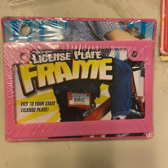 3 mini License Plate frames with zip ties and stickers - Picture 4 of 6